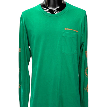 CHROME HEARTS Horseshoe Logo Long Sleeve T-Shirt Green USA Size L