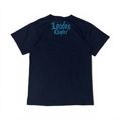 Stussy London Chapter Skull Gothic Navy Blue T-Shirt Size M