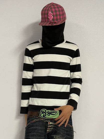 Agnes b Cotton Border Long Sleeve T-Shirt Size XS