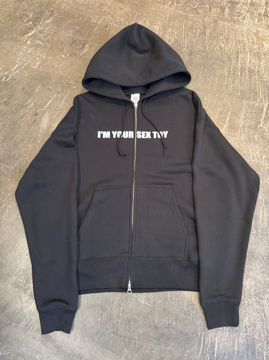 Vintage "I'M YOUR SEX TOY" Black Zip Hoodie Size S
