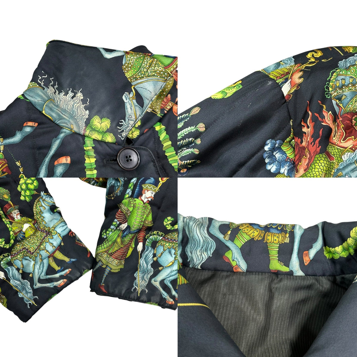 HERMES 90s Vintage "Les Fetes du Roi Silk Jacket Size 42