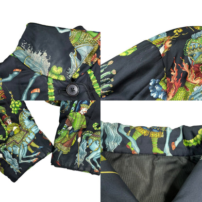HERMES 90s Vintage "Les Fetes du Roi Silk Jacket Size 42
