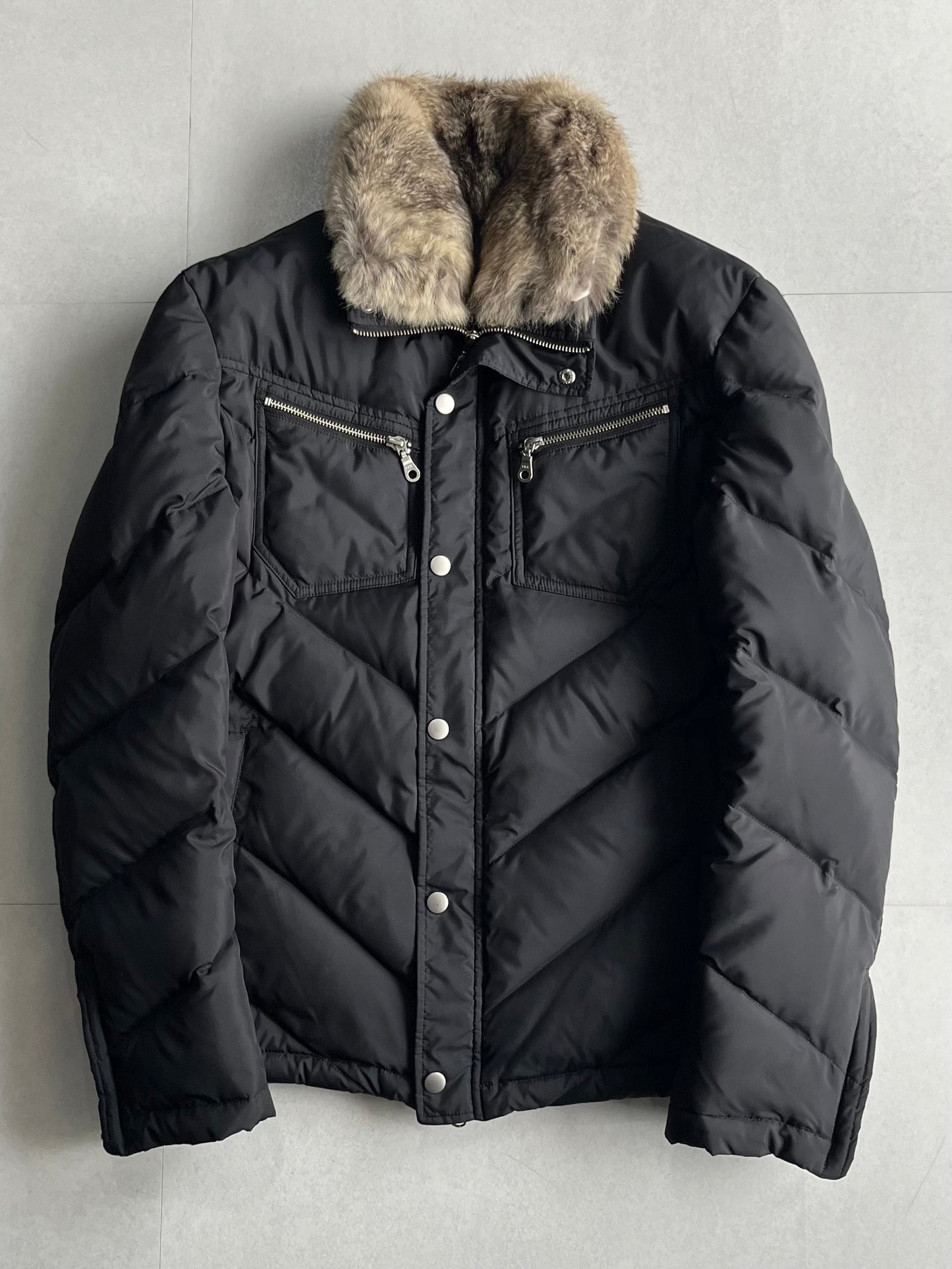 Vintage HAMNETT Black Rabbit Fur Down Jacket Size L