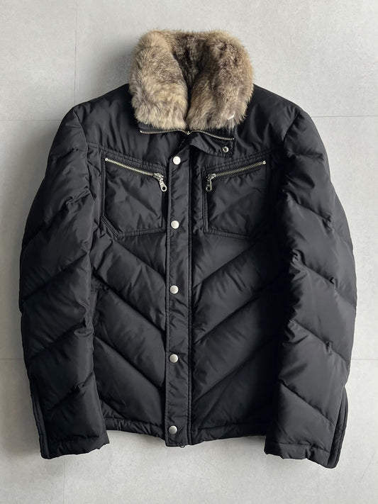 Vintage HAMNETT Black Rabbit Fur Down Jacket Size L
