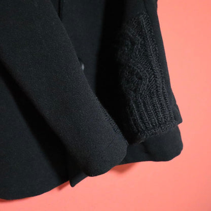 Y's 14AW Cable Knit Docking Melton Wool Peacoat Size 1