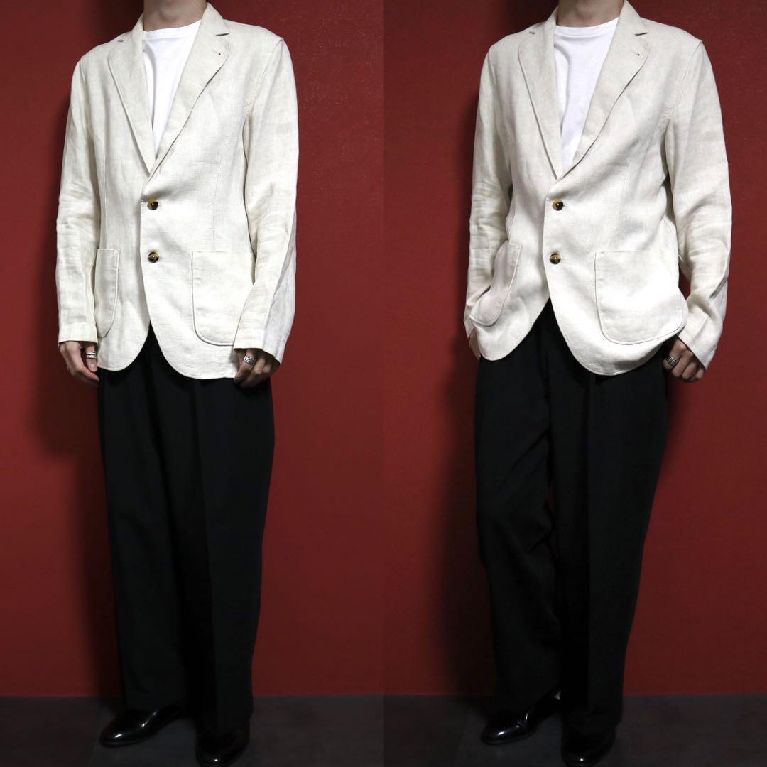 Lardini Off-White Linen Oversized Tailored Jacket Size S