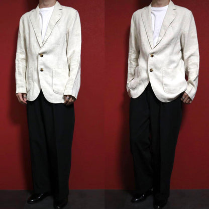 Lardini Off-White Linen Oversized Tailored Jacket Size S