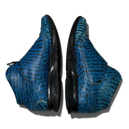 LANVIN Blue Zebra Print Mid Zip Sneaker Size 8