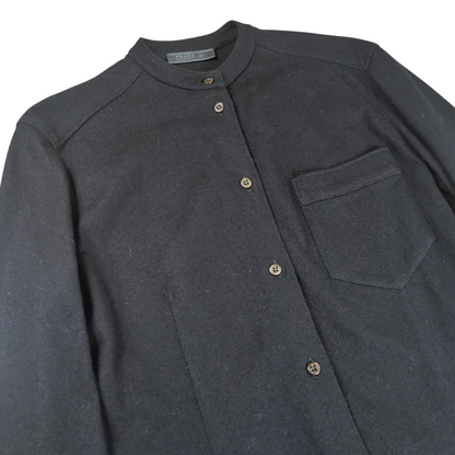Prada 1990s Flannel Wool No Collar Shirt Size 40