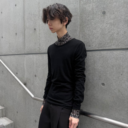 MM6 07AW Black Wool Cashmere Gather Knit Sweater