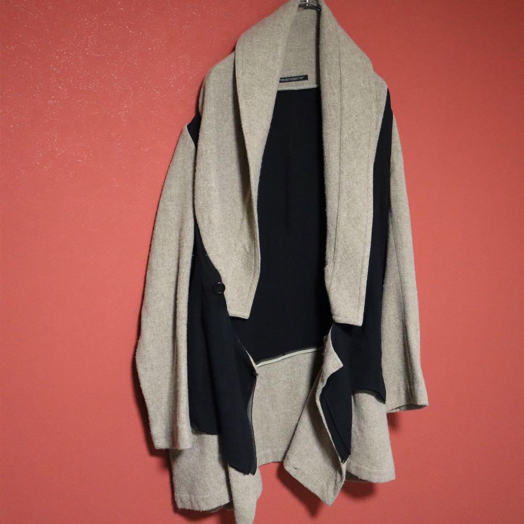 Yohji Yamamoto 05AW Beige Silk Panel Shawl Collar Size 3