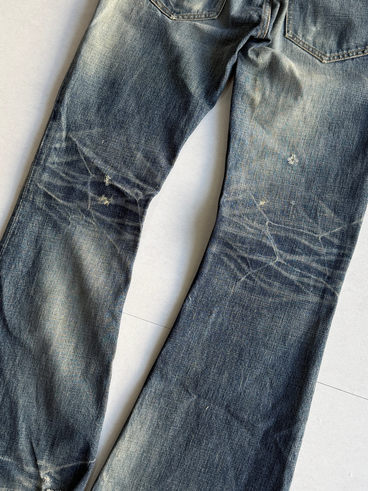 BACK BONE Worn Indigo Flared Jeans