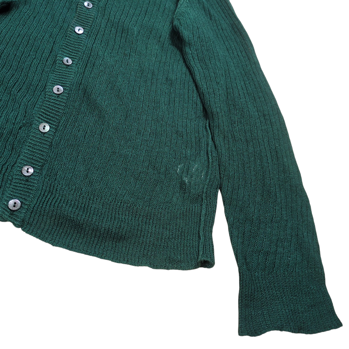 DOLCE&GABBANA Green Button Down Linen Cardigan Size 44
