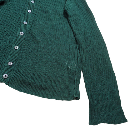 DOLCE&GABBANA Green Button Down Linen Cardigan Size 44