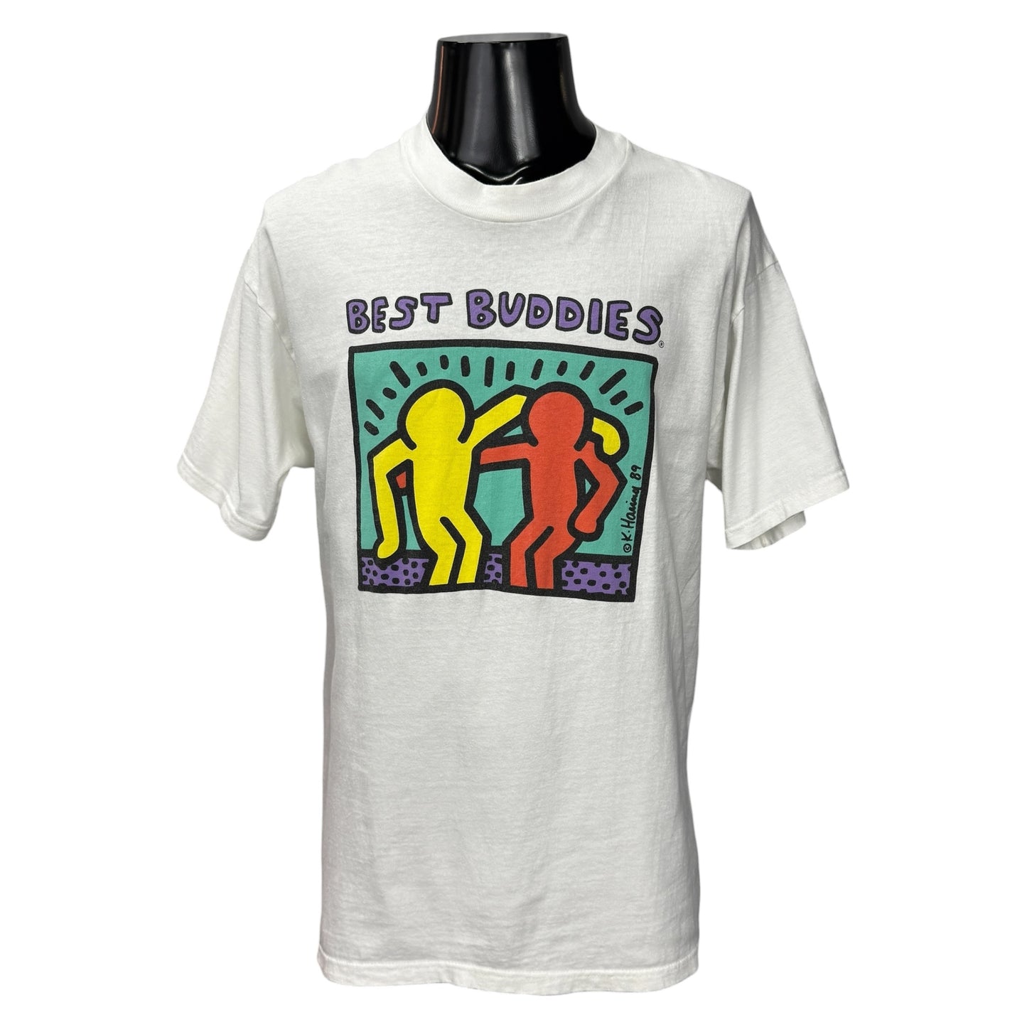 KEITH HARING "BEST BUDDIES" Art T-Shirt Red Size L