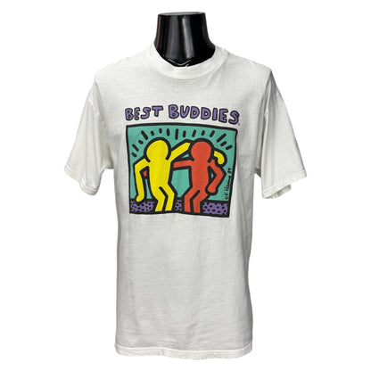 KEITH HARING "BEST BUDDIES" Art T-Shirt Red Size L
