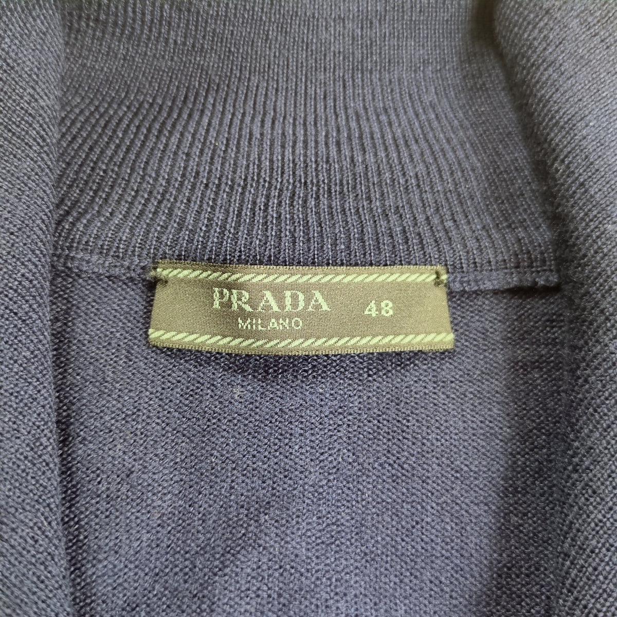 Prada Navy Virgin Wool Zip Up Drivers Knit Size 48
