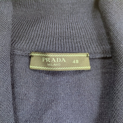Prada Navy Virgin Wool Zip Up Drivers Knit Size 48