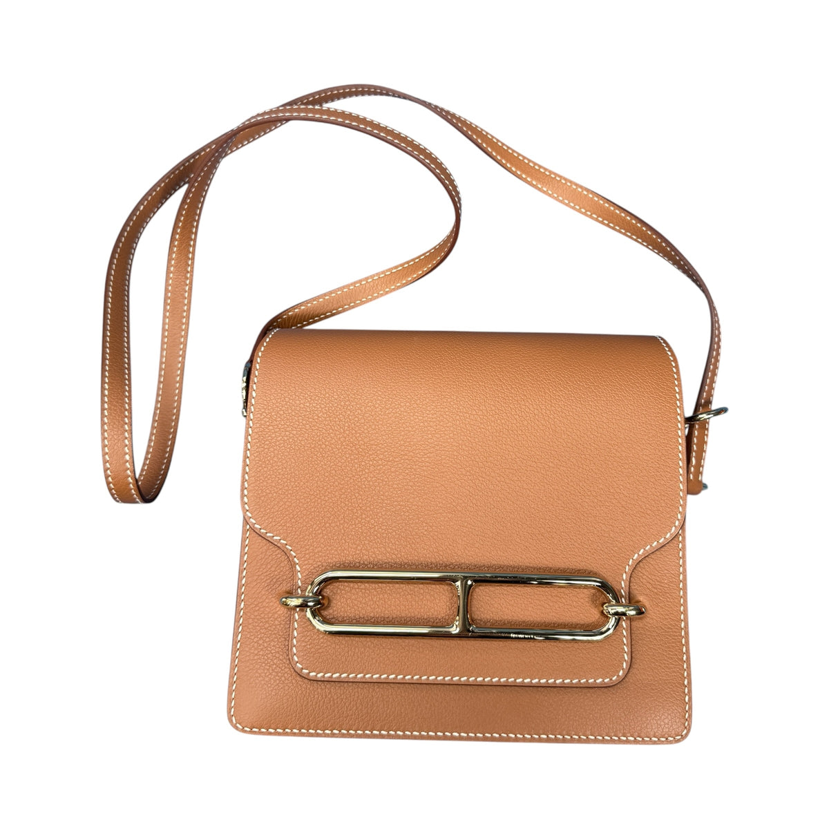 HERMÈS "Roulis Mini" Gold Evercolor Bag Gold