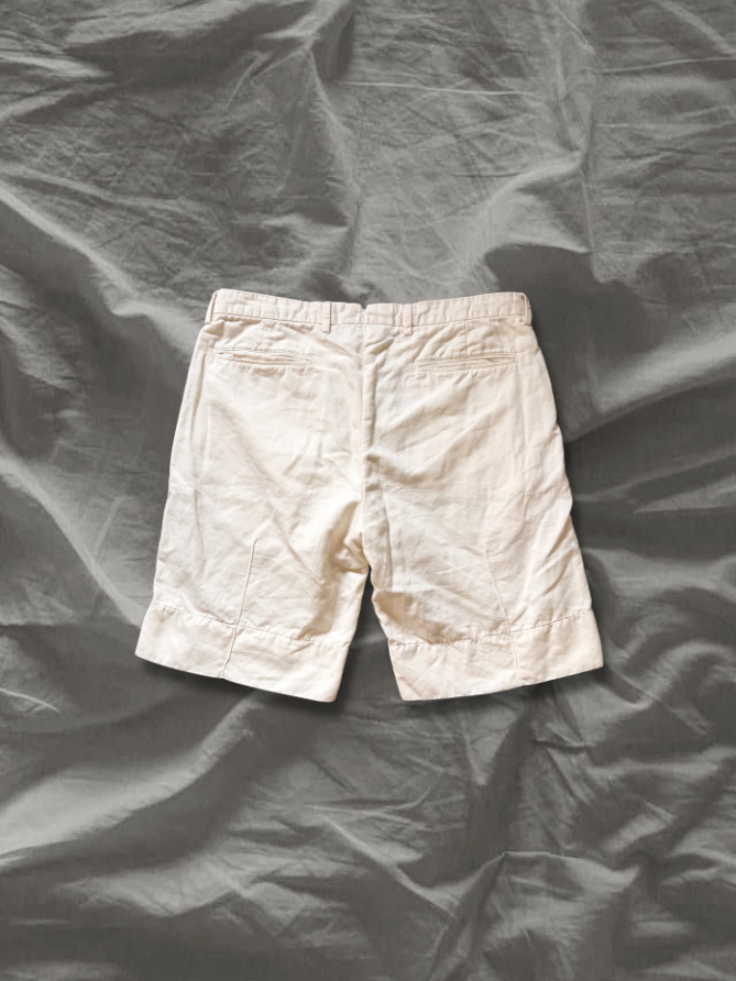 LOEWE Cotton Linen Side Layered Slit Shorts White Size 44