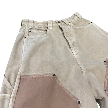 BALENCIAGA Washed Beige Double Knee Baggy Pants Size XS
