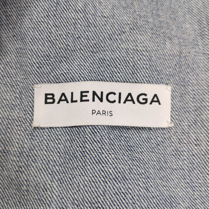 Balenciaga Neck Logo Distressed Denim Jacket Size 34