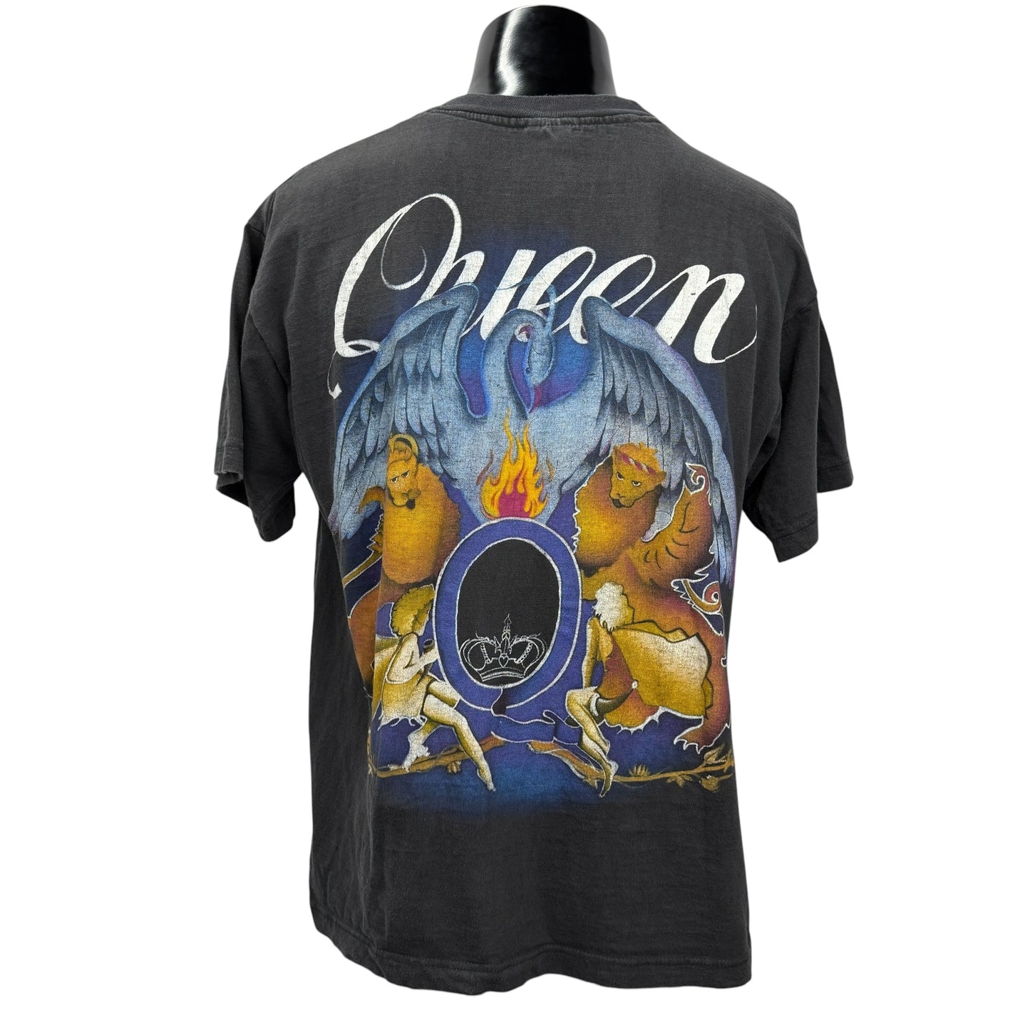 QUEEN 90s Vintage Freddie Mercury Crest Euro T-Shirt Size XL