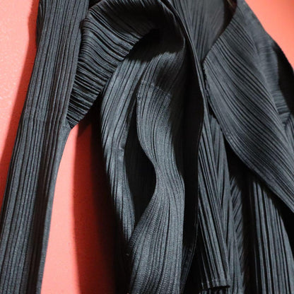 PLEATS PLEASE 00s Black Pleated Drape Cardigan Size 4