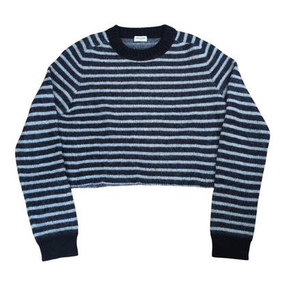 SAINT LAURENT Mohair Wool Border Cropped Sweater