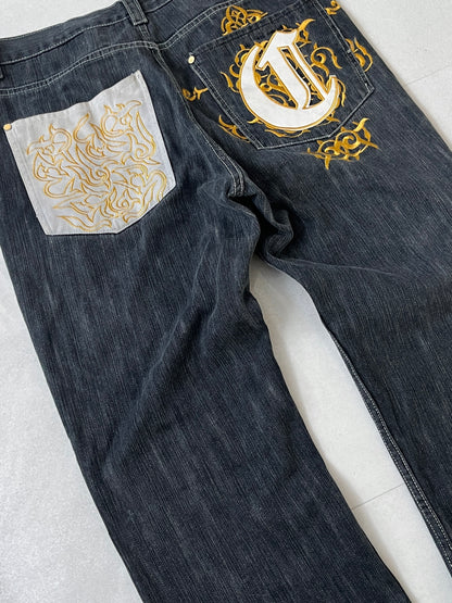 Coogi Black Wide Jeans Size W40