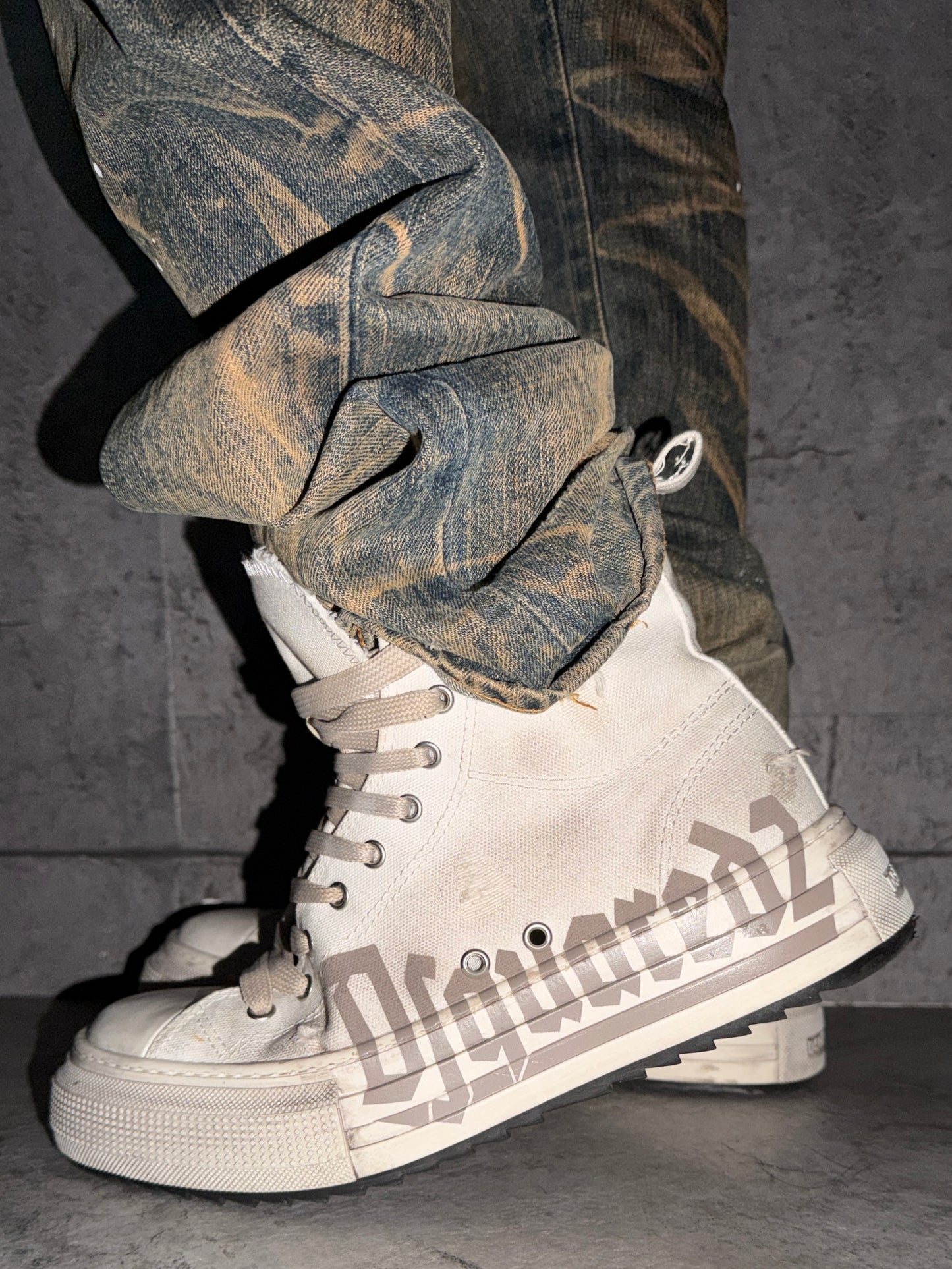 Dsquared2 Beige Distressed Sneakers Size EU 42