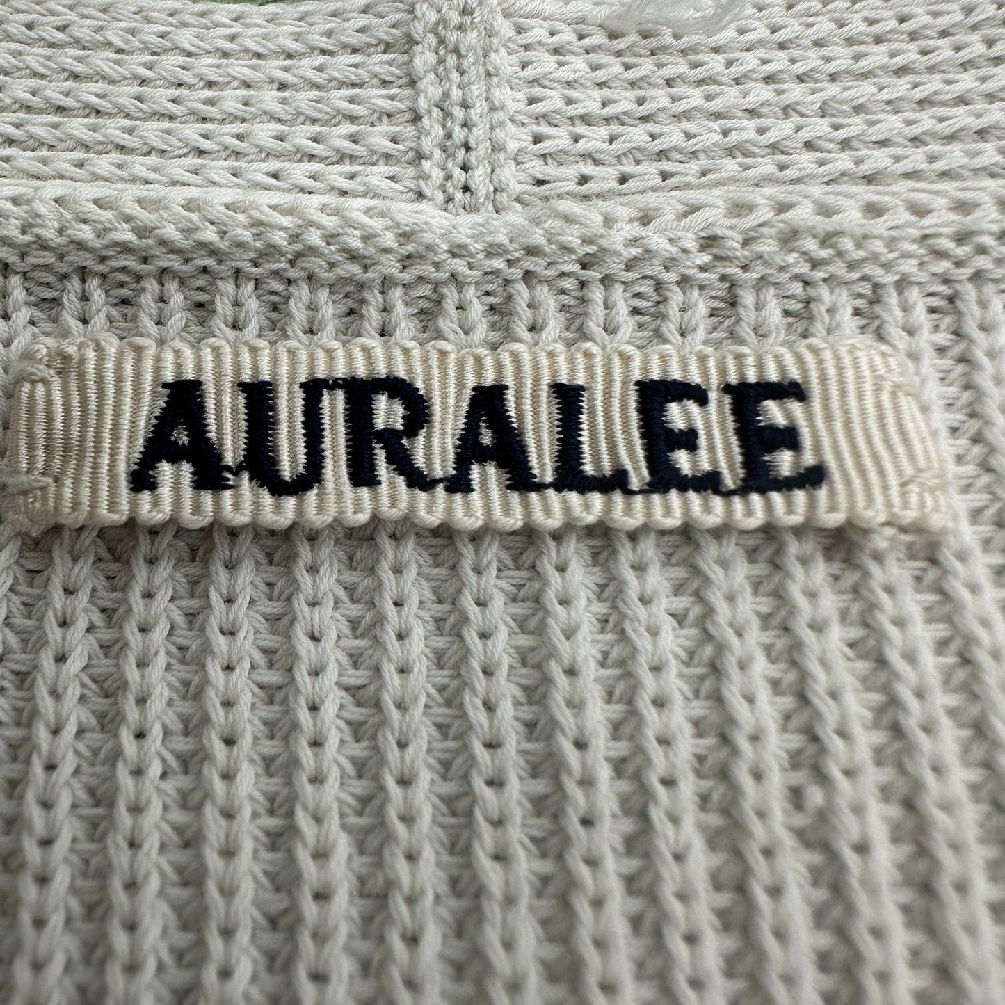 AURALEE 19SS White Cotton V-Neck Rib Knit Sweater