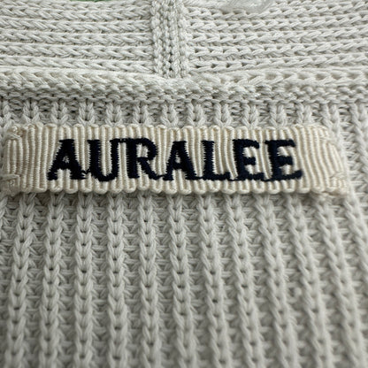 AURALEE 19SS White Cotton V-Neck Rib Knit Sweater