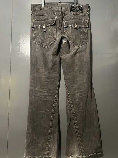TRUE RELIGION Gray Distressed Jeans Size 32×33