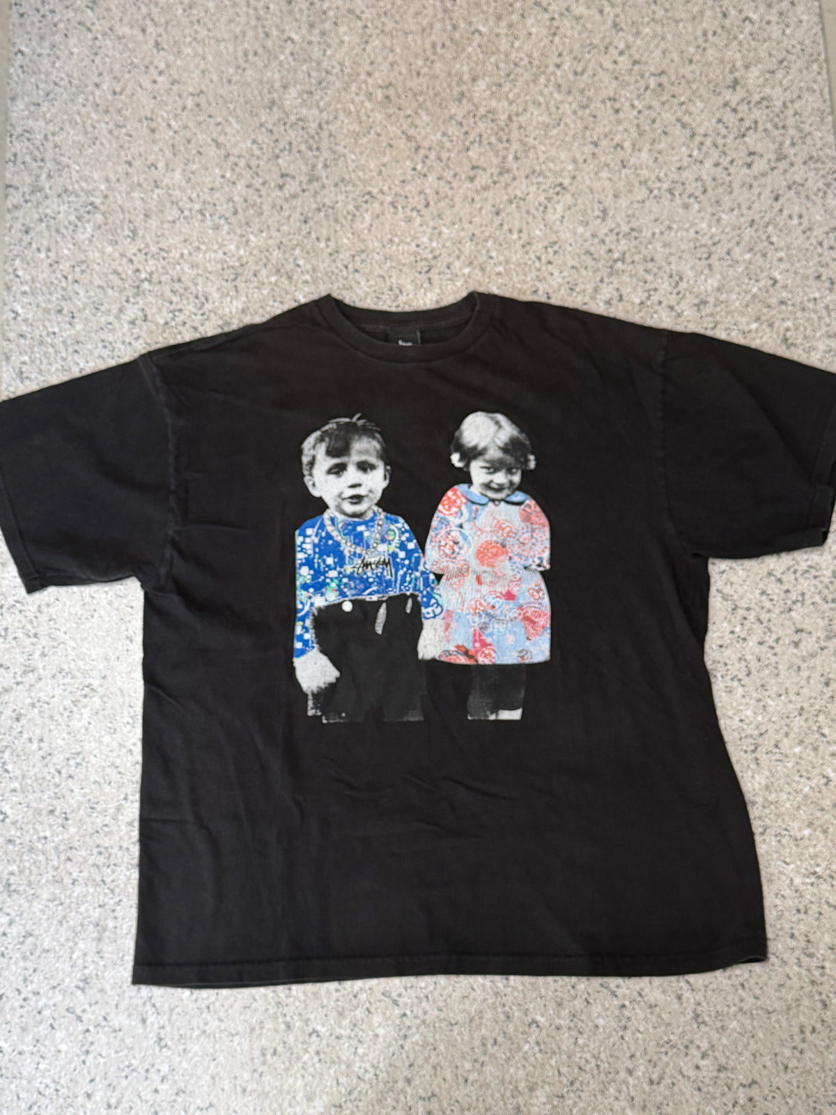 STUSSY Funky Kids T-Shirt Black Size XL