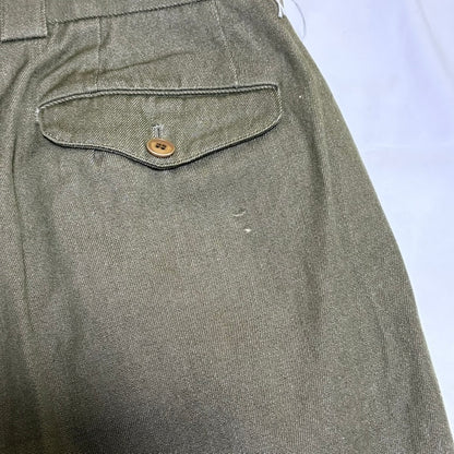KENZO 90s Khaki Cotton Wool Two-Pleat Slacks Size 4