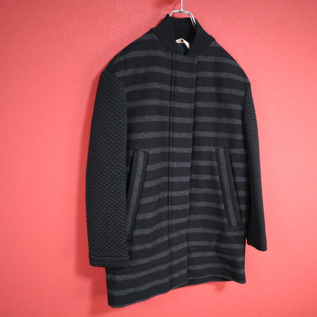N21 Black Paneled Sleeve Zip-Up Coat Size M