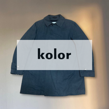 kolor Dark Gray Bal Collar Coat Checkered Liner