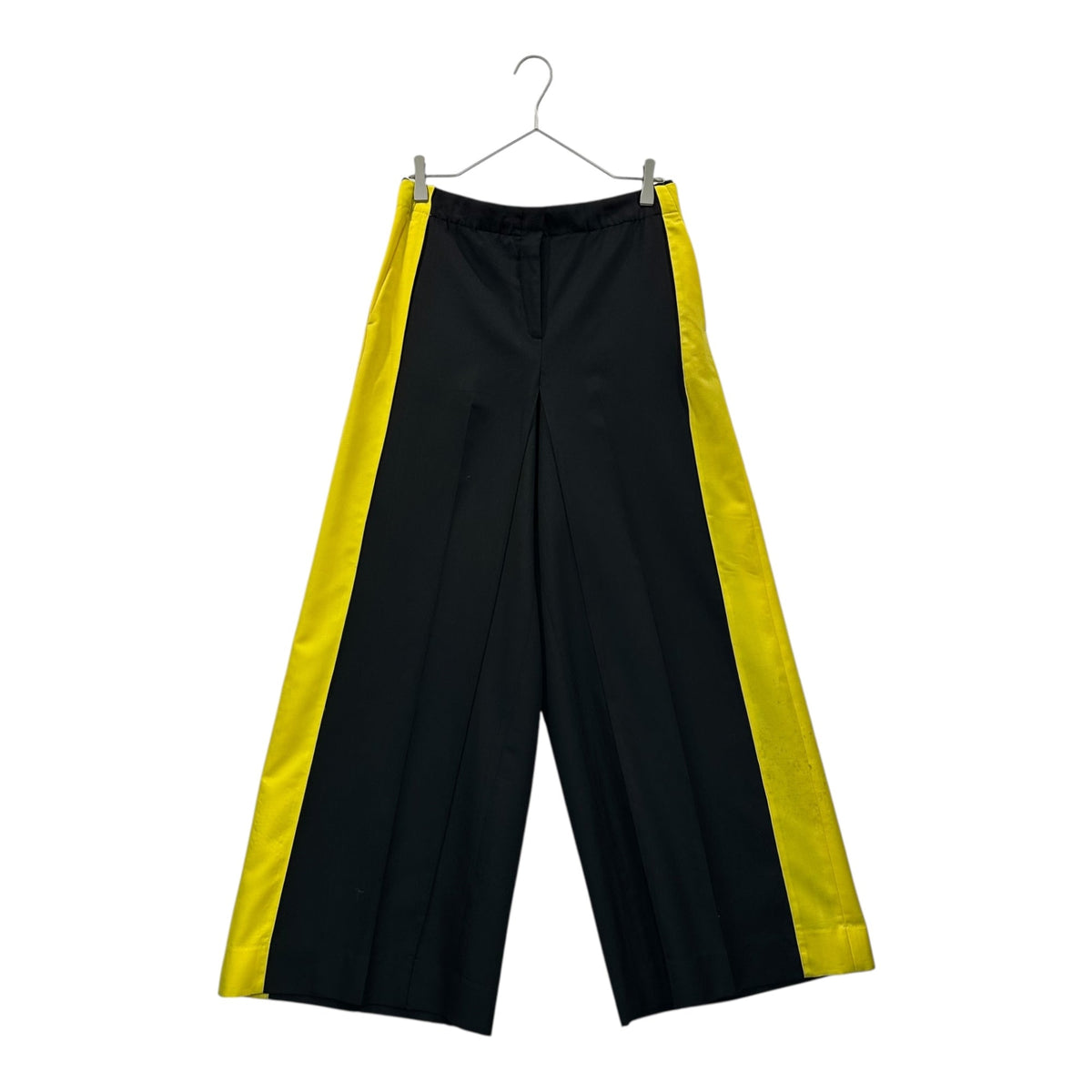 LOEWE Side Yellow Wide-Leg Wool Slacks Black/Yellow Size 38