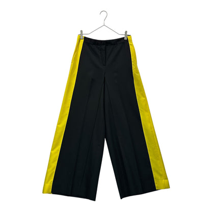 LOEWE Side Yellow Wide-Leg Wool Slacks Black/Yellow Size 38