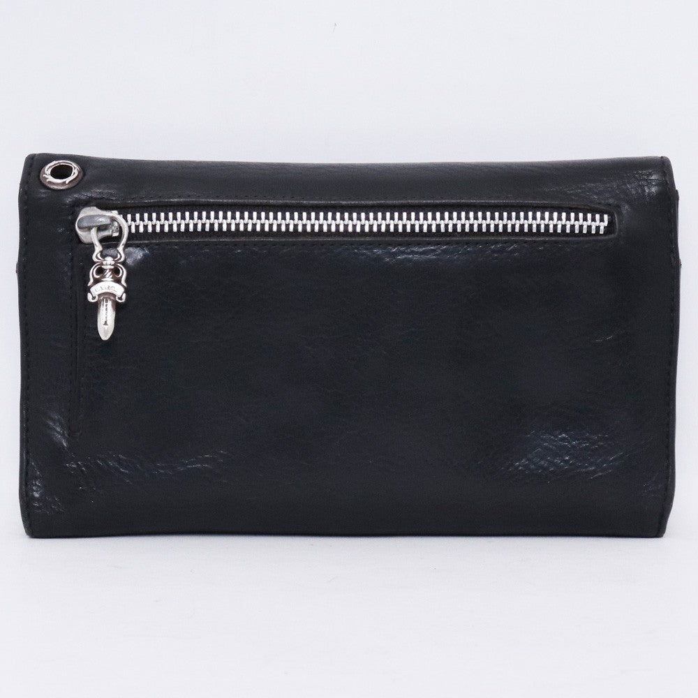 Chrome Hearts Wave Wallet Heart Button Heavy Leather Size F