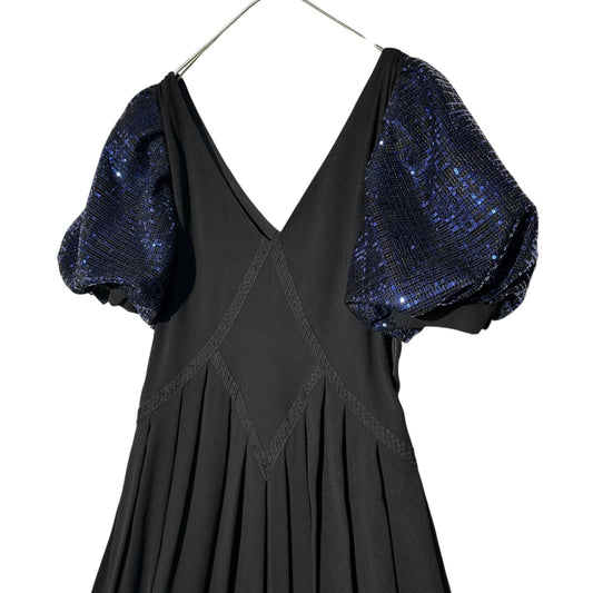 Self Portrait S/S Crepe Trimmed Dress Black/Navy Size UK06