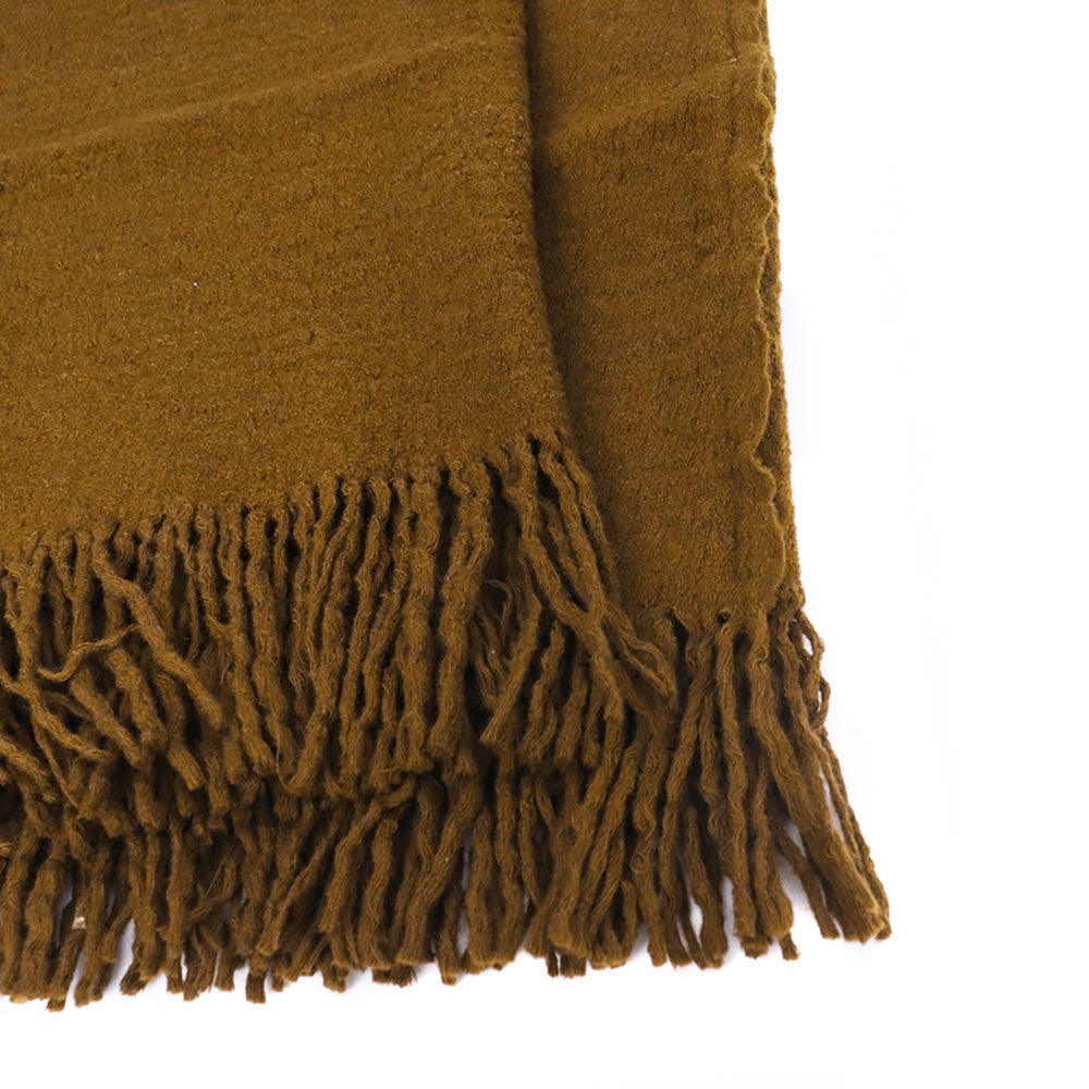 UMA WANG 23AW Fringed Neck Warmer Dark Mustard