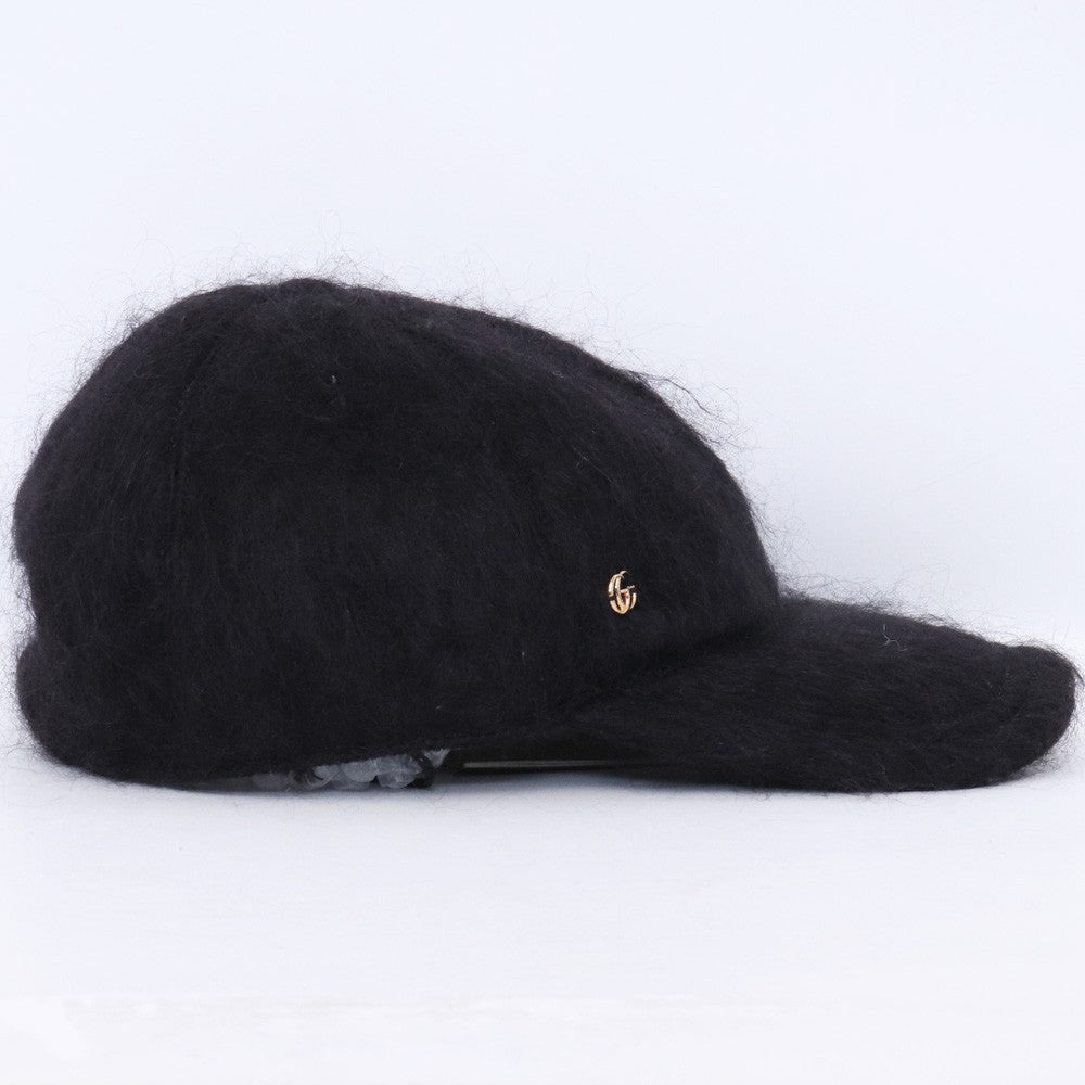 GUCCI Mohair Baseball Cap Black Size L