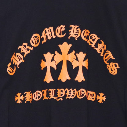 CHROME HEARTS Orange Cemetery Cross Tee Black Size L