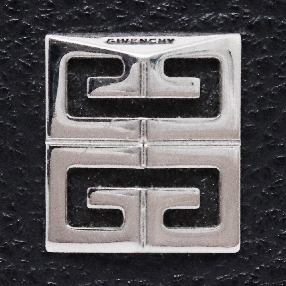 GIVENCHY 4G Plaque Grained Leather Card Holder Black Card Case Size F