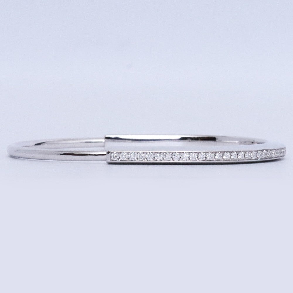 TIFFANY&CO. Narrow Bangle Half Pave 18K WG Size ONE SIZE