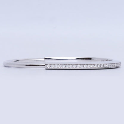 TIFFANY&CO. Narrow Bangle Half Pave 18K WG Size ONE SIZE