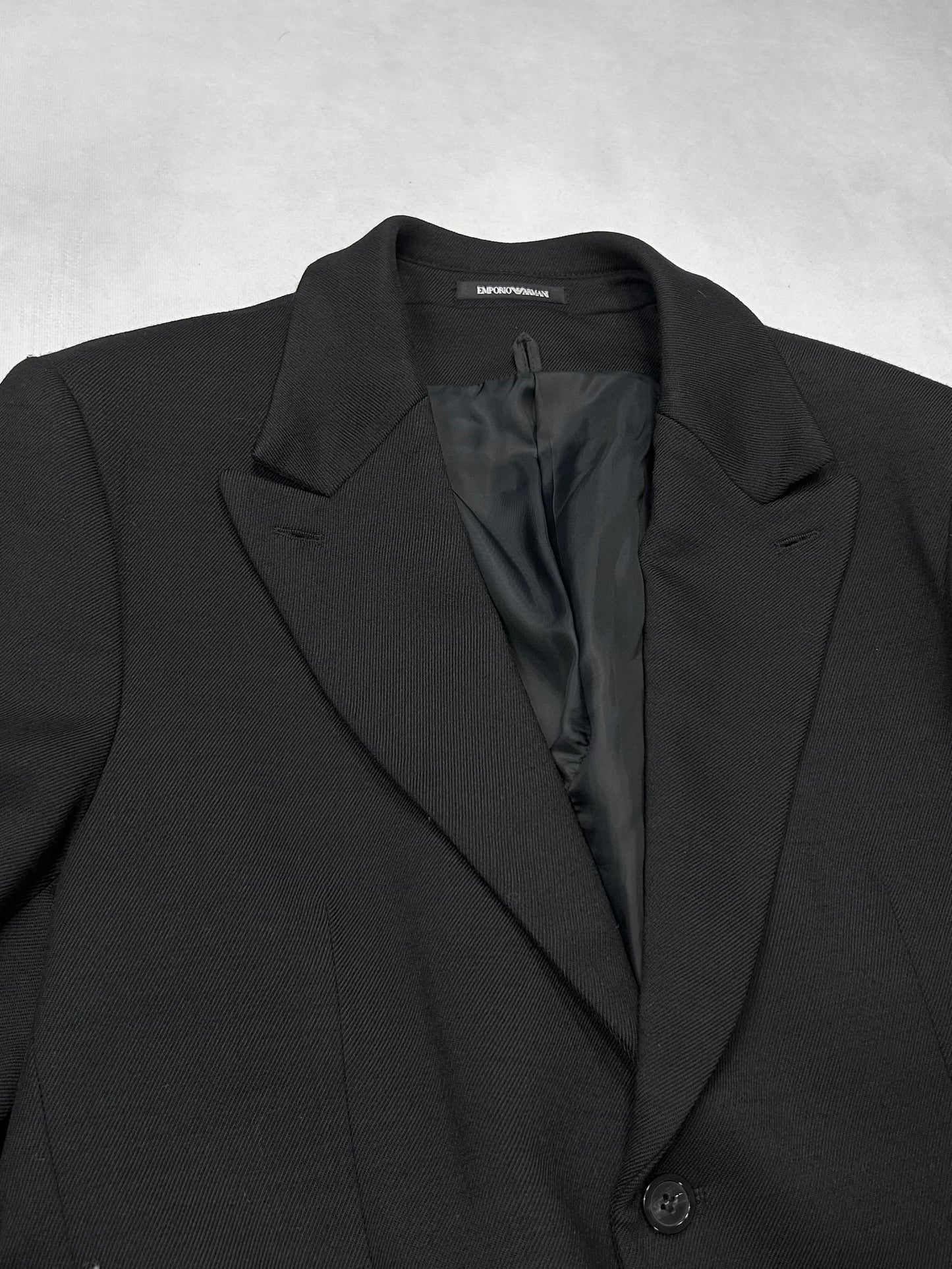 Emporio Armani Black Fur Collar Tailored Jacket Size 58