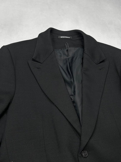 Emporio Armani Black Fur Collar Tailored Jacket Size 58